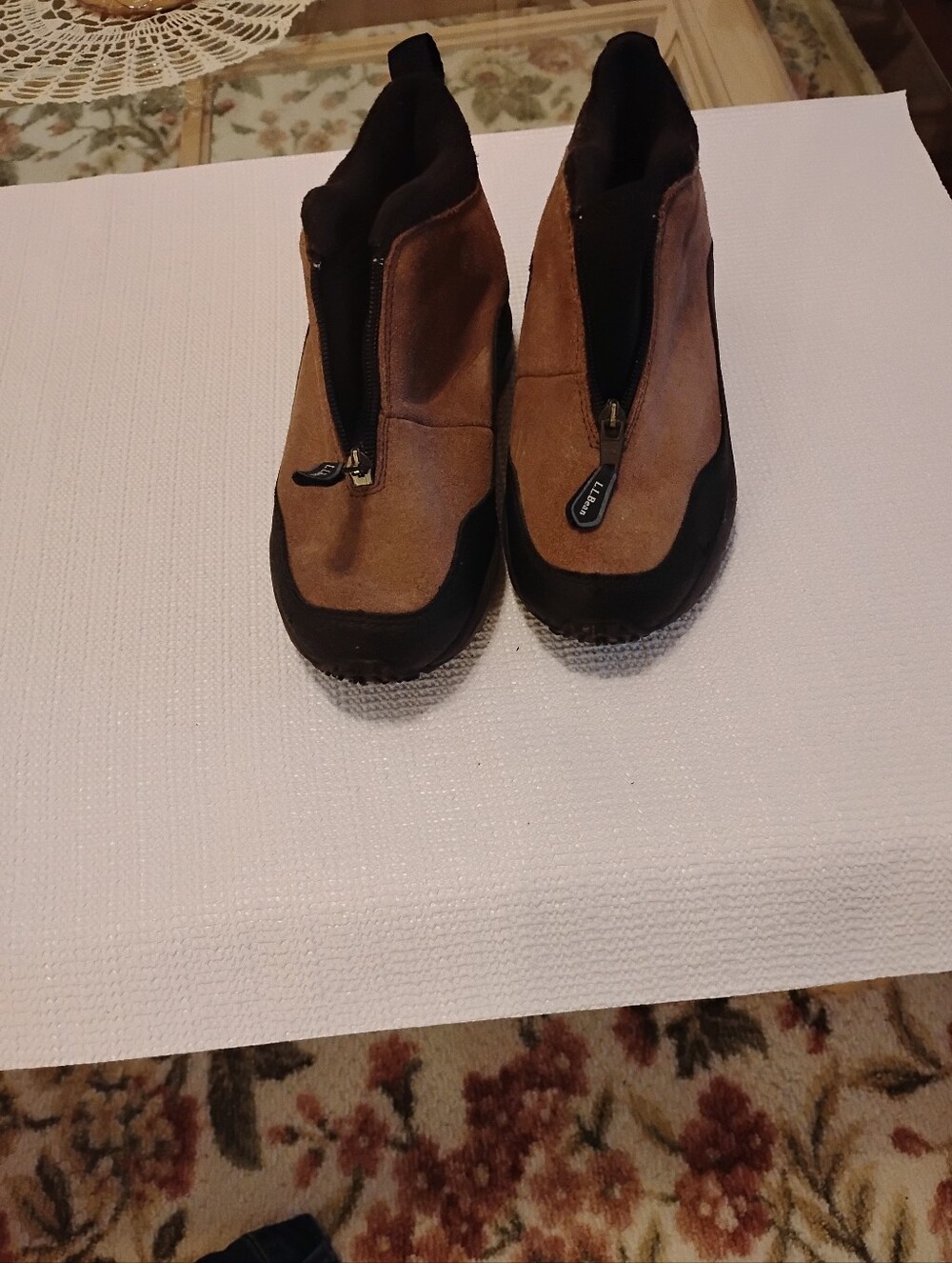 L.L. Bean Brown and Black  Zip-Front Suede Boots Worn Once
